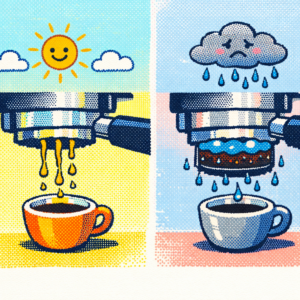 에스프레소 추출 시간 - 비 오는 날 추출이 느려지는 원리