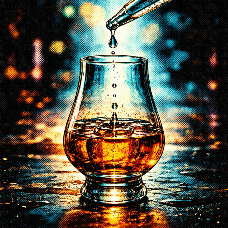 위스키 물 추가 효과 - 스포이트로 물 한 방울 떨어뜨리기