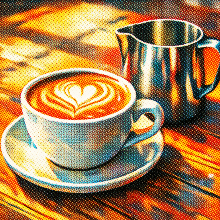 홈카페 라떼 - 따뜻한 우유 거품이 올라간 카페라떼